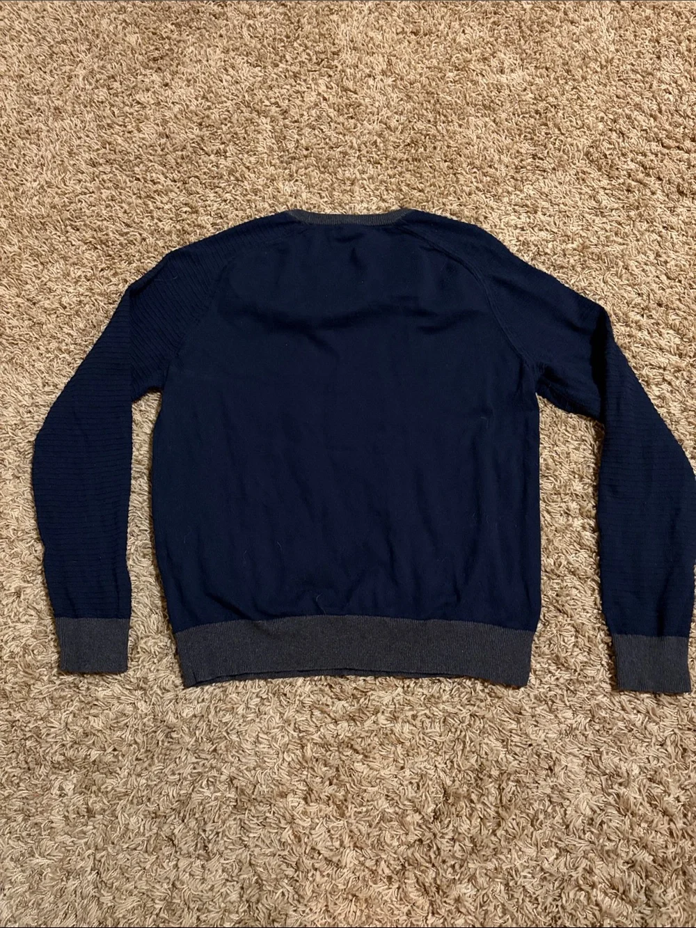 Michael Kors Navy Crewneck Sweater with Charcoal Trim size L